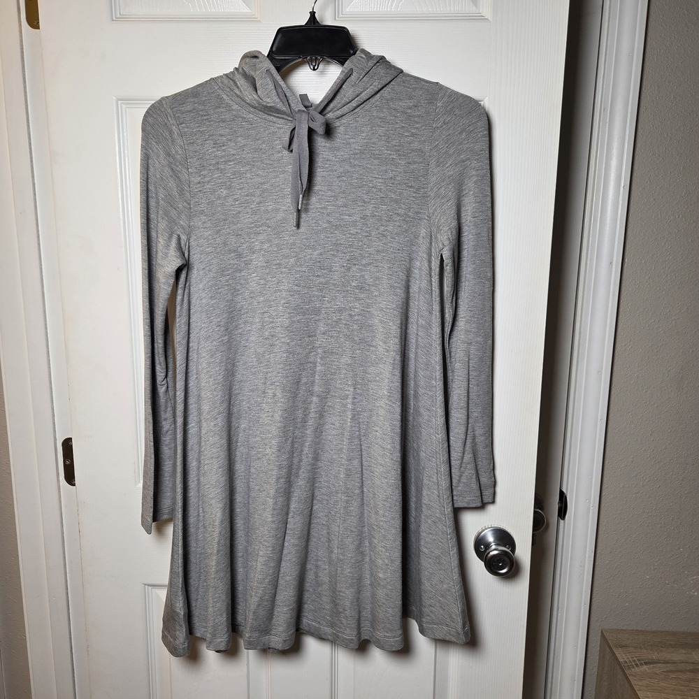 Lou & Grey sz S long slv hooded knee length dress NWT rayon/spandex casual basic